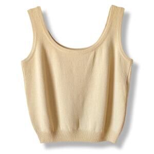 St John Maize Yellow Knit Crop Tank Top M Coastal Minimal Modern Quiet Luxury